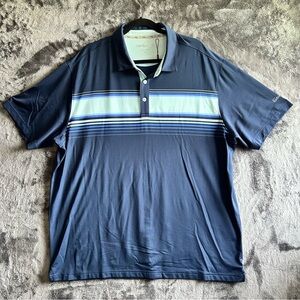 Walter Hagen 11‎ Men's Sz 2XL Athletic Navy Blue Striped Golf Polo Shirt NWOT